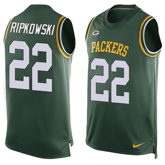 Men's Nike Green Bay Packers #22 Aaron Ripkowski Limited Green Player Name & Number Tank Top NFL Jersey - Ujersey