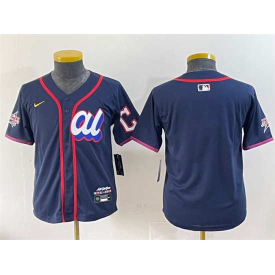 Women's American League Cleveland Guardians Blank Navy 2025 All-Star Edition Limited Stitched Baseball Jersey(Run Small) - Ujersey