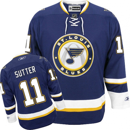 Men's Reebok St. Louis Blues #11 Brian Sutter Authentic Navy Blue Third NHL Jersey - Ujersey