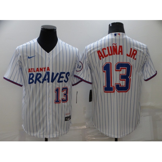 Men's Nike Atlanta Braves #13 Ronald Acuna Jr. White City Player Jersey - Ujersey