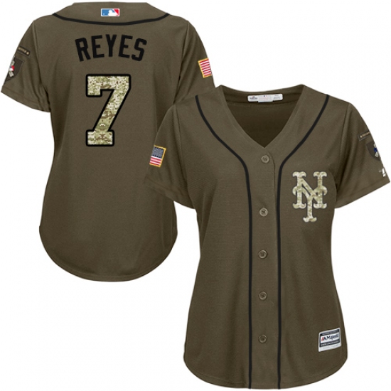 Women's Majestic New York Mets #7 Jose Reyes Authentic Green Salute to Service MLB Jersey - Ujersey
