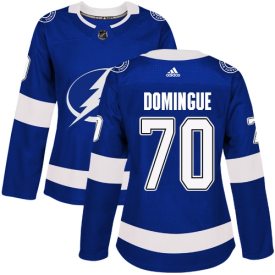 Women's Adidas Tampa Bay Lightning #70 Louis Domingue Authentic Royal Blue Home NHL Jersey - Ujersey