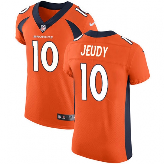 Men's Denver Broncos #10 Jerry Jeudy Orange Team Color Stitched Vapor Untouchable Elite Jersey - Ujersey