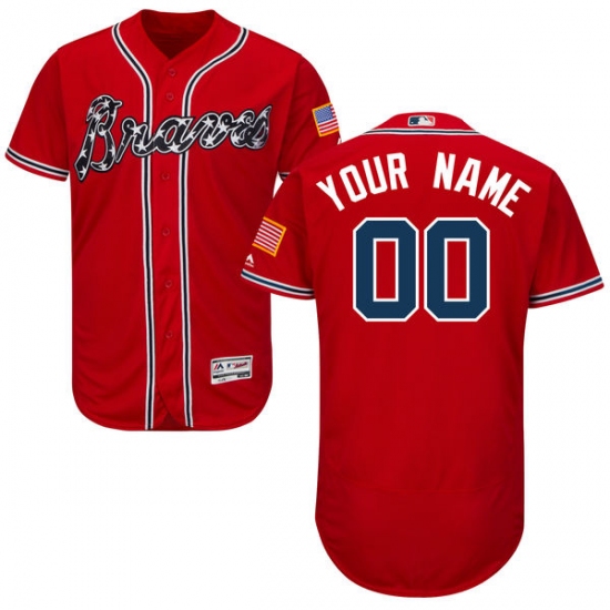 Men's Atlanta Braves Majestic Alternate Scarlet Flex Base Authentic Collection Custom Jersey - Ujersey