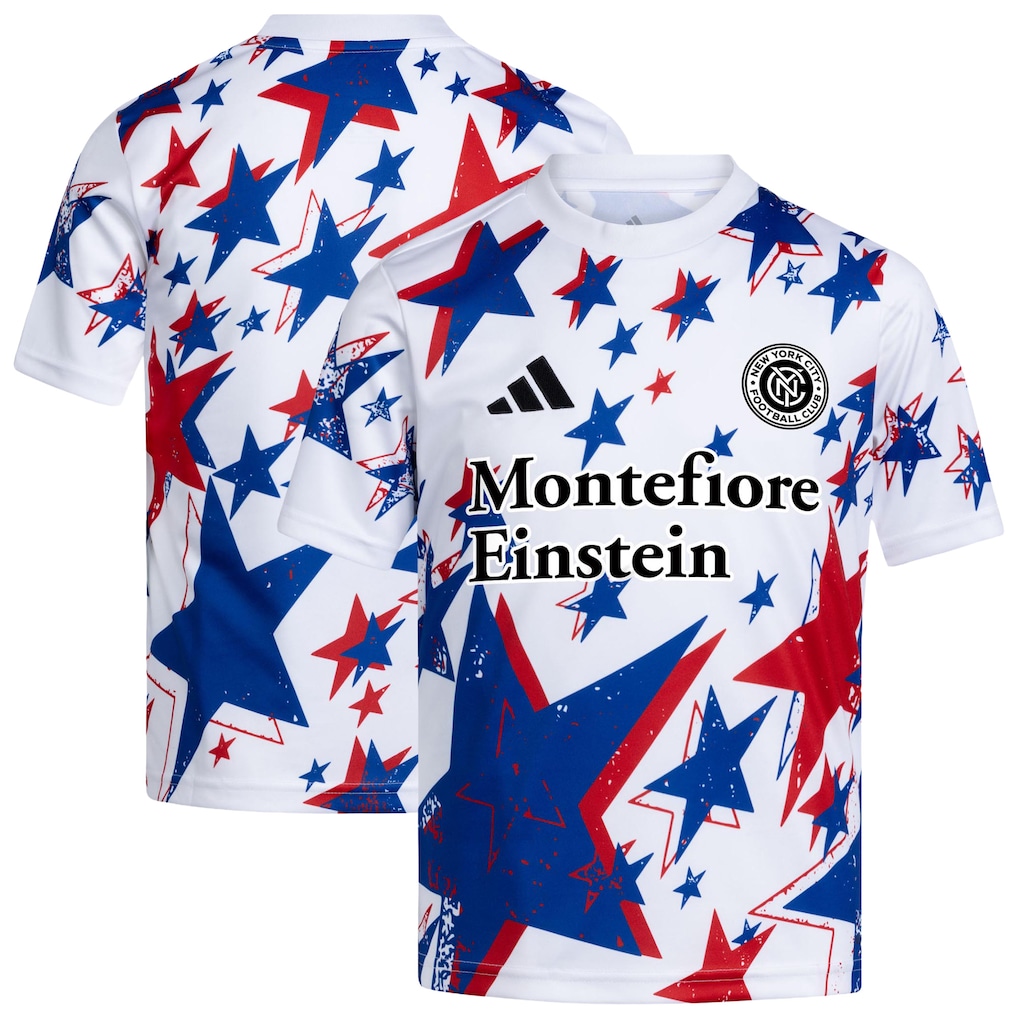 Youth New York City FC adidas White 2026 Americana Pre-Match Jersey