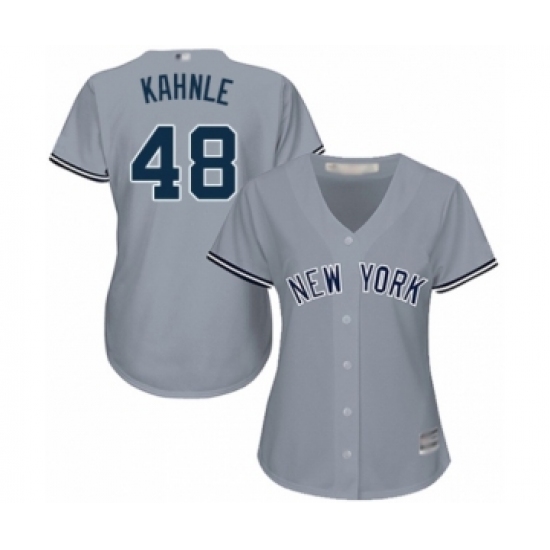 Women's New York Yankees #48 Tommy Kahnle Authentic Grey Road Baseball Player Jersey - Ujersey