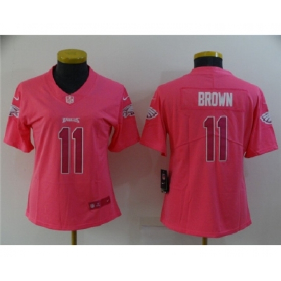 Women's Philadelphia Eagles #11 A. J. Brown Pink Stitched Football Jersey(Run Small) - Ujersey