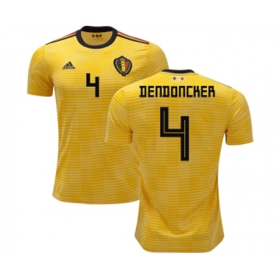 Belgium #4 Dendoncker Away Kid Soccer Country Jersey