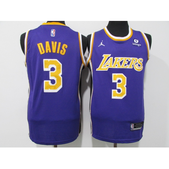 Men's Los Angeles Lakers #3 Anthony Davis Purple 75th Anniversary Stitched Basketball Jersey - Ujersey