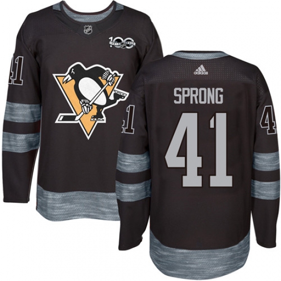 Men's Adidas Pittsburgh Penguins #41 Daniel Sprong Authentic Black 1917-2017 100th Anniversary NHL Jersey - Ujersey