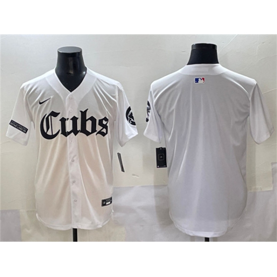 Men's Chicago Cubs Blank White 'Gothic North Side Edition' Vapor Premier Limited Stitched Baseball Jersey - Ujersey