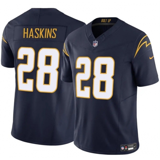 Men's Los Angeles Chargers #28 Hassan Haskins Navy 2024 F.U.S.E Vapor Limited Stitched Football Jersey - Ujersey