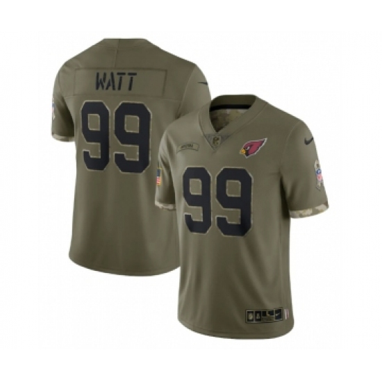 Men's Arizona Cardinals #99 J.J. Watt 2022 Olive Salute To Service Limited Stitched Jersey - Ujersey