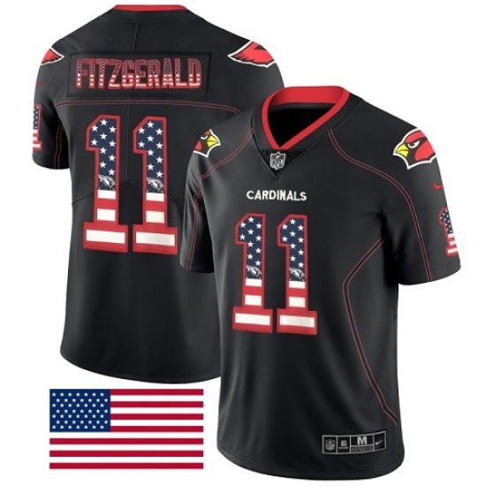 Men's Nike Arizona Cardinals #11 Larry Fitzgerald Limited Black Rush USA Flag NFL Jersey - Ujersey