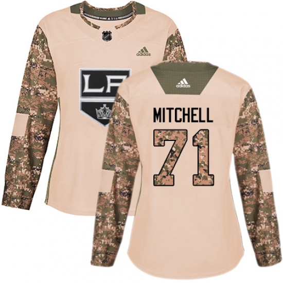 Women's Adidas Los Angeles Kings #71 Torrey Mitchell Authentic Camo Veterans Day Practice NHL Jersey - Ujersey