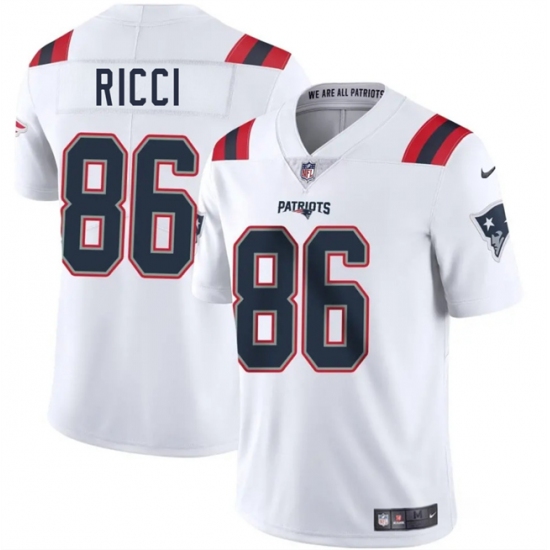 Men's New England Patriots #86 Giovanni Ricci White 2025 Vapor Limited Football Stitched Jersey - Ujersey