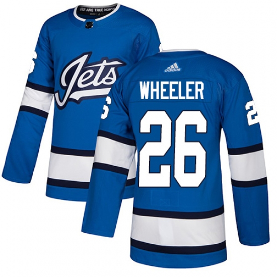 Men's Adidas Winnipeg Jets #26 Blake Wheeler Authentic Blue Alternate NHL Jersey - Ujersey