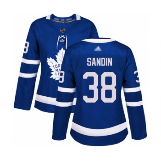Women's Toronto Maple Leafs #38 Rasmus Sandin Authentic Royal Blue Home Hockey Jersey - Ujersey