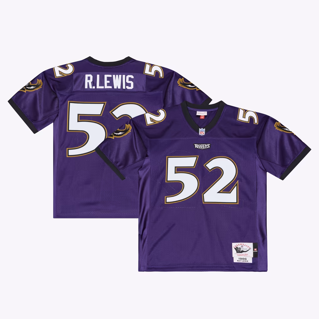 Men's Baltimore Ravens Ray Lewis Mitchell & Ness Purple 1996 Authentic Throwback Jersey