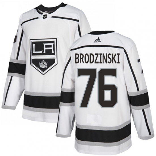 Men's Adidas Los Angeles Kings #76 Jonny Brodzinski Authentic White Away NHL Jersey - Ujersey