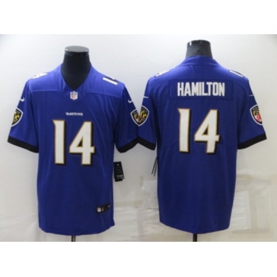 Men's Baltimore Ravens #14 Kyle Hamilton Purple Vapor Untouchable Limited Stitched Jersey - Ujersey