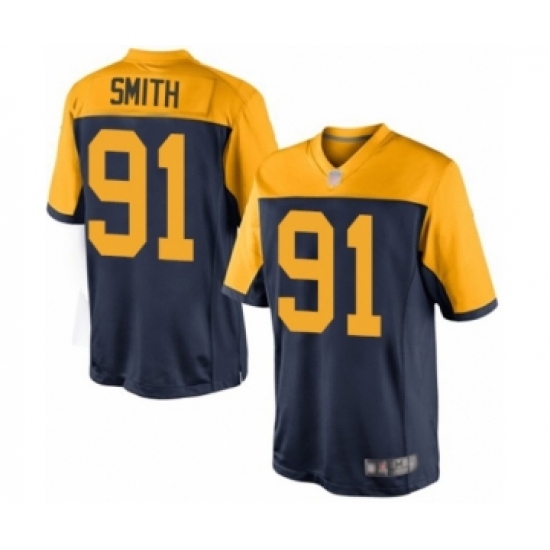 Men's Green Bay Packers #91 Preston Smith Limited Navy Blue Alternate Football Jersey - Ujersey
