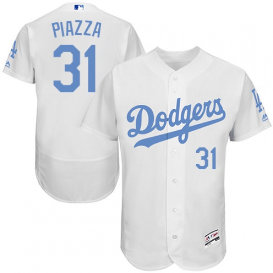 Men's Majestic Los Angeles Dodgers #31 Mike Piazza Authentic White 2016 Father's Day Fashion Flex Base MLB Jersey - Ujersey