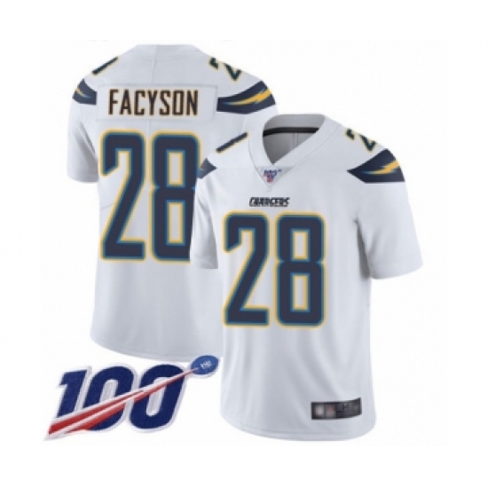 Youth Los Angeles Chargers #28 Brandon Facyson White Vapor Untouchable Limited Player 100th Season Football Jersey - Ujersey