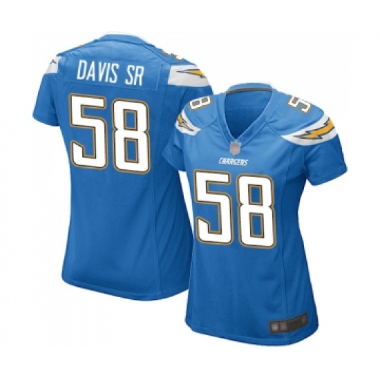 Women's Los Angeles Chargers #58 Thomas Davis Sr Game Electric Blue Alternate Football Jersey - Ujersey