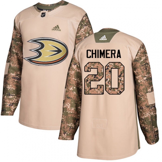 Men's Adidas Anaheim Ducks #20 Jason Chimera Authentic Camo Veterans Day Practice NHL Jersey