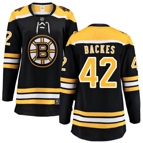 Women's Boston Bruins #42 David Backes Authentic Black Home Fanatics Branded Breakaway NHL Jersey - Ujersey