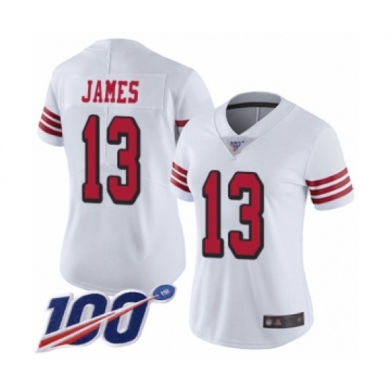 Women's San Francisco 49ers #13 Richie James Limited White Rush Vapor Untouchable 100th Season Football Jersey - Ujersey