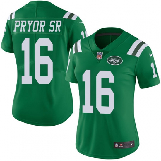 Women Nike New York Jets #16 Terrelle Pryor Sr. Limited Green Rush Vapor Untouchable NFL Jersey - Ujersey
