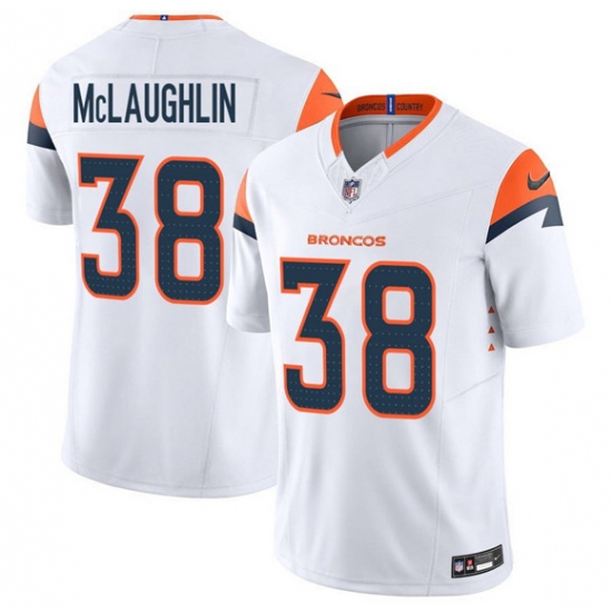 Men's Denver Broncos #38 Jaleel McLaughlin White 2025 F.U.S.E. Vapor Limited Football Stitched Jersey - Ujersey