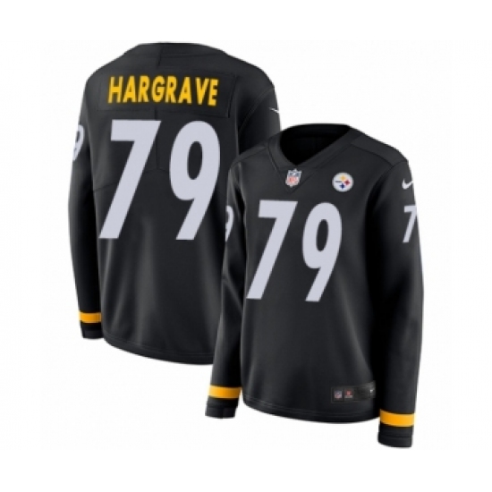 Women's Nike Pittsburgh Steelers #79 Javon Hargrave Limited Black Therma Long Sleeve NFL Jersey - Ujersey
