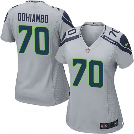 Women's Nike Seattle Seahawks #70 Rees Odhiambo Game Grey Alternate NFL Jersey - Ujersey