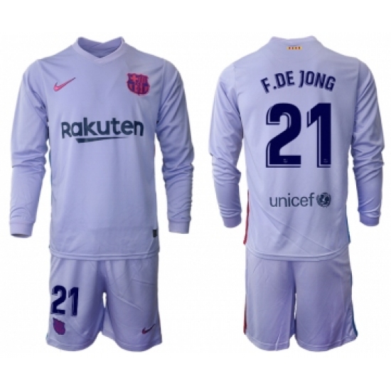 Men 2021-2022 Club Barcelona Second away purple Long Sleeve 21 Soccer Jersey