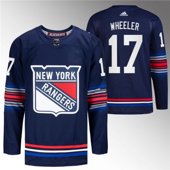 Men's New York Rangers #17 Blake Wheeler Navy Stitched Jersey - Ujersey