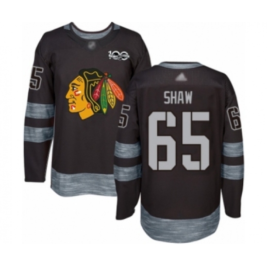 Men's Chicago Blackhawks #65 Andrew Shaw Authentic Black 1917-2017 100th Anniversary Hockey Jersey - Ujersey