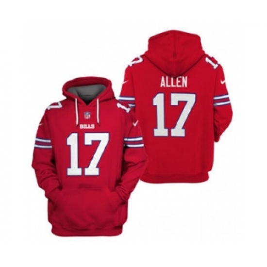Men's Buffalo Bills #17 Josh Allen 2021 Red Pullover Football Hoodie - Ujersey NHL