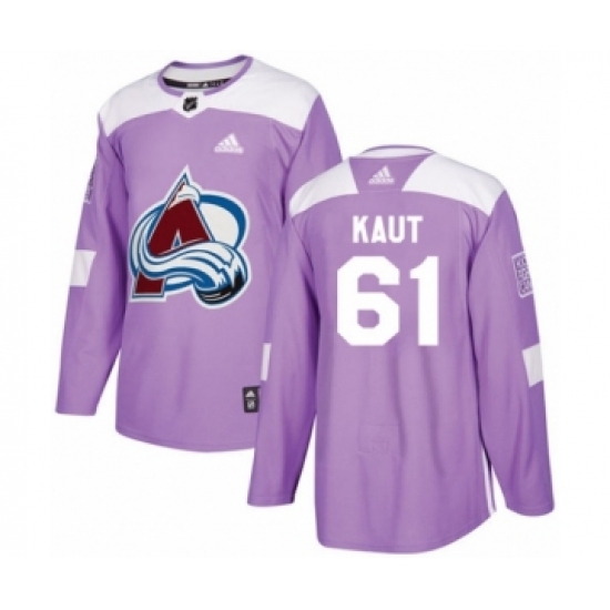 Men's Adidas Colorado Avalanche #61 Martin Kaut Authentic Purple Fights Cancer Practice NHL Jersey