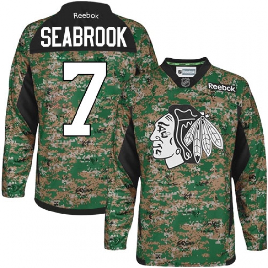 Men's Reebok Chicago Blackhawks #7 Chris Chelios Premier Camo Veterans Day Practice NHL Jersey - Ujersey