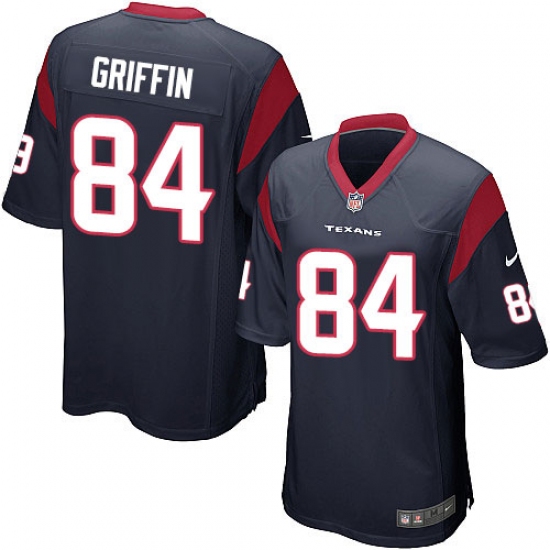 Men's Nike Houston Texans #84 Ryan Griffin Game Navy Blue Team Color NFL Jersey - Ujersey