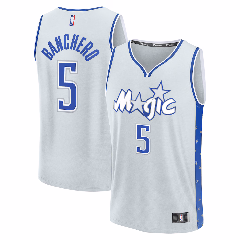Youth Orlando Magic Paolo Banchero Fanatics Silver 2025/26 City Edition Fast Break Jersey