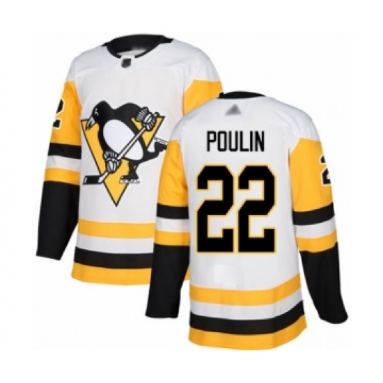 Youth Pittsburgh Penguins #22 Samuel Poulin Authentic White Away Hockey Jersey - Ujersey