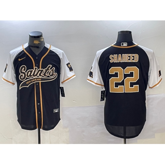 Men's New Orleans Saints #22 Rashid Shaheed Black White 1987 Legacy Cool Base Stitched Baseball Jersey - Ujersey