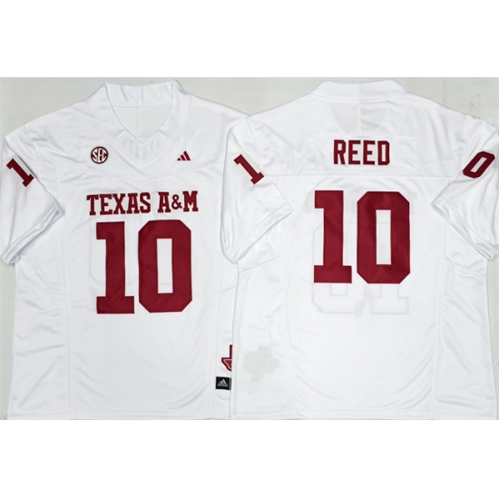 Men's Texas A&M Aggies Lions #10 Marcel Reed White 2025 F.U.S.E. Stitched Jersey