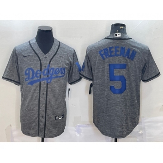 Men's Los Angeles Dodgers #5 Freddie Freeman Grey Gridiron Cool Base Stitched Baseball Jersey - ujerseystore