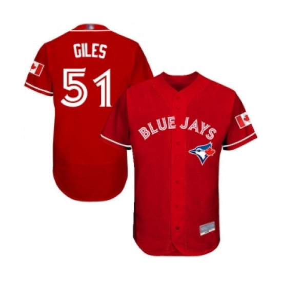 Men's Toronto Blue Jays #51 Ken Giles Scarlet Alternate Flex Base Authentic Collection Alternate Baseball Jersey - Ujersey