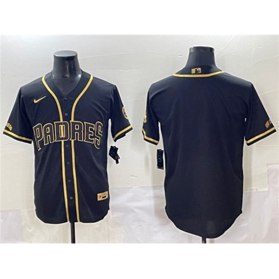 Men's San Diego Padres Blank Black Gold Stitched Baseball Jersey - Ujersey